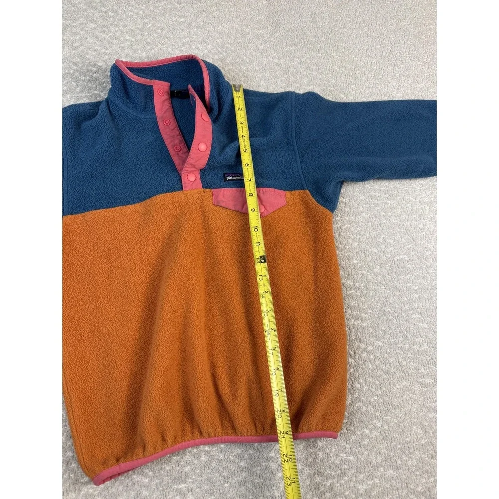 Patagonia Synchilla Pullover Youth 12 Blue‎ Orange Fleece Snap-T Sweatshirt